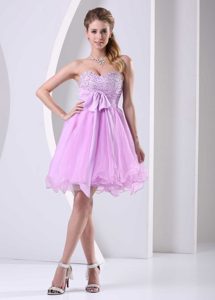 Sweetheart Beaded Chiffon Knee-length Organza Party Dress with Sash in 2013