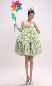 The Most Popular Light Green 2014 Party Dress with Ruffles and Ruched Bodice