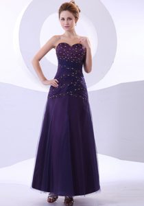 Special Purple Ankle-length Prom Bridesmaid Dress for Fall