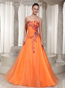 Discount Sweetheart Appliqued Prom Pageant Dress with Ruches under 150