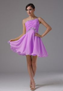 One Shoulder Lavender Ruched Impressive Prom Pageant Dress for Summer