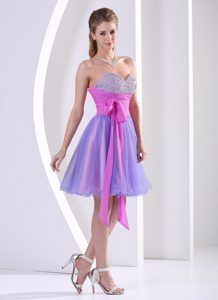 Unique Sweetheart Multi-color Knee-length Prom Evening Dress with Beading