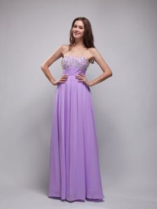 Strapless Lilac Chiffon Fabulous Prom Court Dresses with Beading under 150