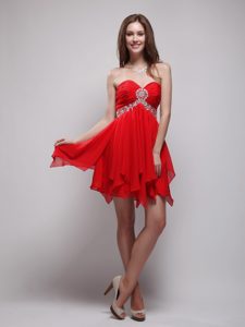 Magnificent Sweetheart Zipper-up Ruched Short Prom Party Dresses in Red