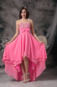 Sweetheart High-low Beaded Best Seller Prom Celebrity Dress in Baby Pink