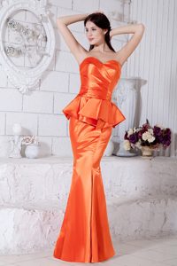 Inexpensive Orange Red Mermaid Sweetheart Prom Dresses for Summer