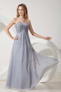 Cute Silver Grey High Quality Chiffon Informal Prom Dress with Strapless