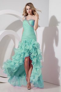 Apple Green Column Prom Gown Dresses with One Shoulder on Promotion