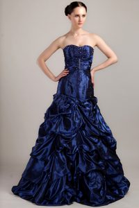 Discount Sweetheart Taffeta Prom Dresses in Navy Blue