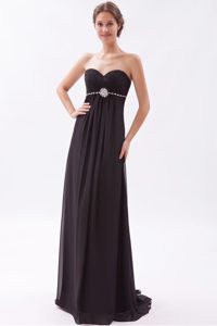 Custom Made Empire Sweetheart Beaded Chiffon Dress for Prom in Black