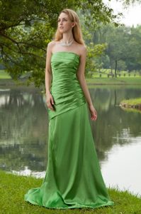 Low Price Spring Green Strapless Prom Dress for Summer in Taffeta