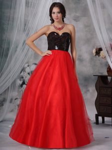 Red and Black Sweetheart Sequined Prom Long Dress Popular in 2013