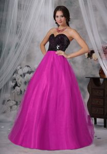 New Sweetheart Long Prom Dress with Sequins in Hot Pink and Black