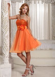 Beautiful Sequined Prom Holiday Dress in Organza with Hand Flower for Cheap