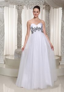 Brand New White Sweetheart Appliqued Prom Formal Dress in Tulle for Cheap