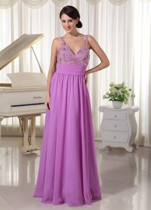 Plus Size Spaghetti Straps Pretty Lavender Prom Party Dresses with Beading