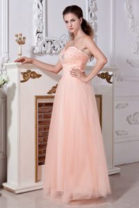 Brand New Peach Colored Sweetheart Tulle Prom Formal Dresses for Girls