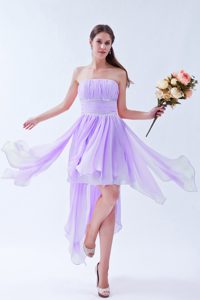 Perfect Lilac Strapless High-low Chiffon Prom Cocktail Dresses for Women