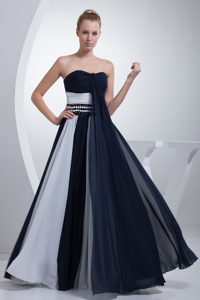 Hot Sale Sweetheart Blue and White Long Prom Holiday Dresses in Chiffon
