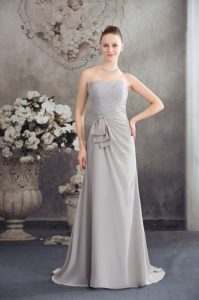 Wholesale Strapless Gray Prom Evening Dresses with Half Bow