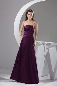 Wholesale Strapless Purple Strapless Long Taffeta Prom Dresses for Ladies