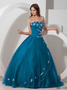Taffeta and Tulle Dresses for Quinceaneras with Appliques and Beading