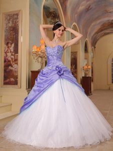 Lilac and White Beaded Sweetheart Quinces Dresses