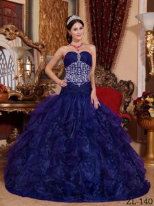 Purple Sweetheart Long Sweet 16 Dresses with Ruffles and Appliques