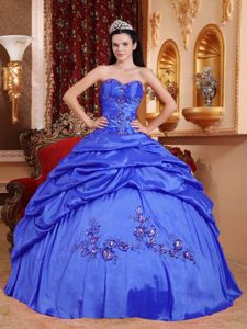 Sweetheart Blue Sweet Sixteen Quinceanera Dresses with Pick-ups and Appliques