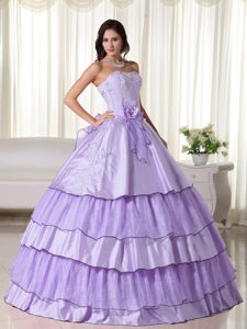 Strapless Beading Sweet 16 Dress with Ruffled Layers in Lavender on Promotion