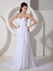 Empire Sweetheart Church Wedding Dresses with Appliques and Ruche