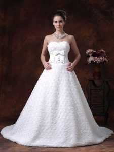 Sweetheart Wedding Anniversary Dress with Rolling Flower and Bowknot