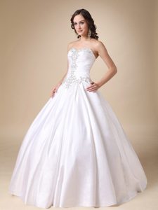 Ball Gown Sweetheart Wedding Reception Dress with Beading in Taffeta