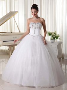 Organza Beaded Dresses for Wedding with Sweetheart and Rhinestones