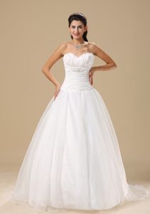 Sweetheart Garden Wedding Dresses with Ruche and Beading in Organza
