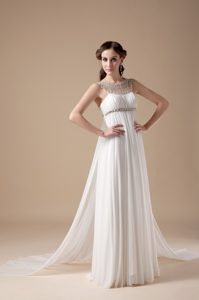 Discount Empire Scoop Church Wedding Dresses in Chiffon with Beading