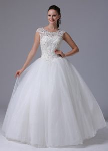 2013 Ivory Scoop Wedding Anniversary Dress with Appliques in Tulle