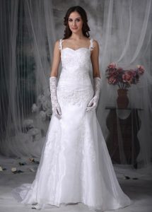 Sweet Princess Straps Autumn Wedding Dresses with Appliques and Ruche