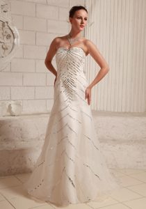 Sweetheart Beach Wedding Dress with Sequins in Organza and Satin