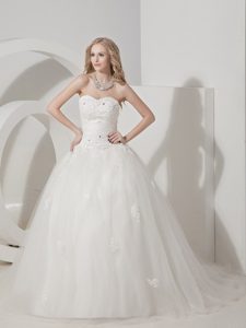 Discount Sweetheart Garden Wedding Dress in Tulle with Appliques