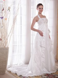 Princess Halter Top Autumn Wedding Dresses in Taffeta with Rhinestones