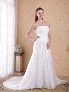 Beaded Strapless Wedding Anniversary Dress in Organza and Satin