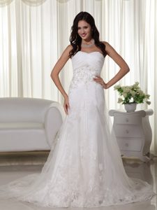 Classy Sweetheart Tulle Wedding Anniversary Dress with Appliques