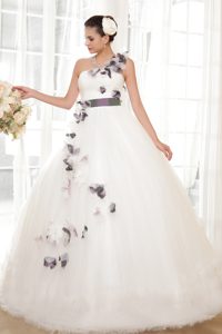 Impressive One Shoulder Lace-up Summer Dresses for Wedding with Flowers