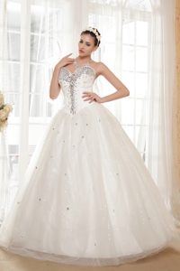 Plus Size Sweetheart Lace-up Beaded Bridal Dresses for Summer Wedding