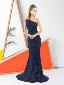 Custom Made One Shoulder Sleeveless Lace Prom Gown Lace Zipper