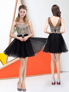 Charming Chocolate Prom Dresses Prom and Party and For with Appliques Scoop Sleeveless Zipper