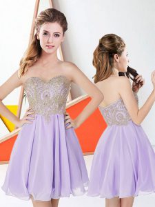 Glorious Mini Length Ball Gowns Sleeveless Lilac Dress for Prom Zipper