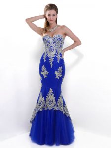 Admirable Mermaid Sleeveless Beading and Appliques Zipper Prom Party Dress