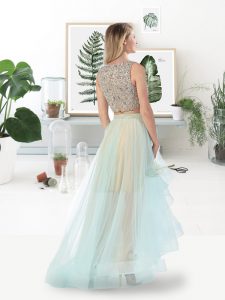 Beautiful Scoop Sleeveless Sequins Zipper Prom Dresses